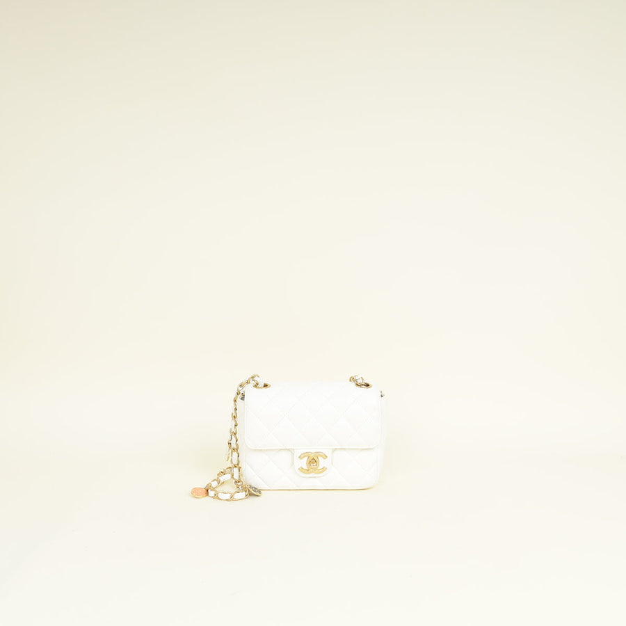 Chanel White Casino Chips Mini Square Flap Shoulder Bag