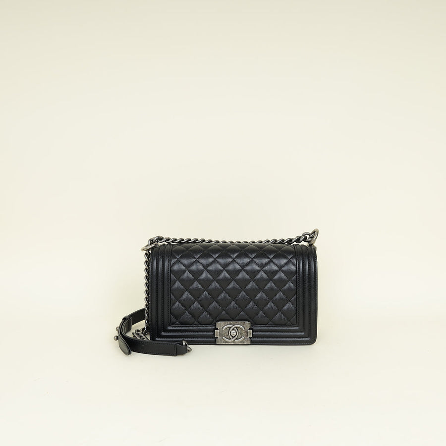 Chanel Black Le Boy Flap Medium Shoulder Bag