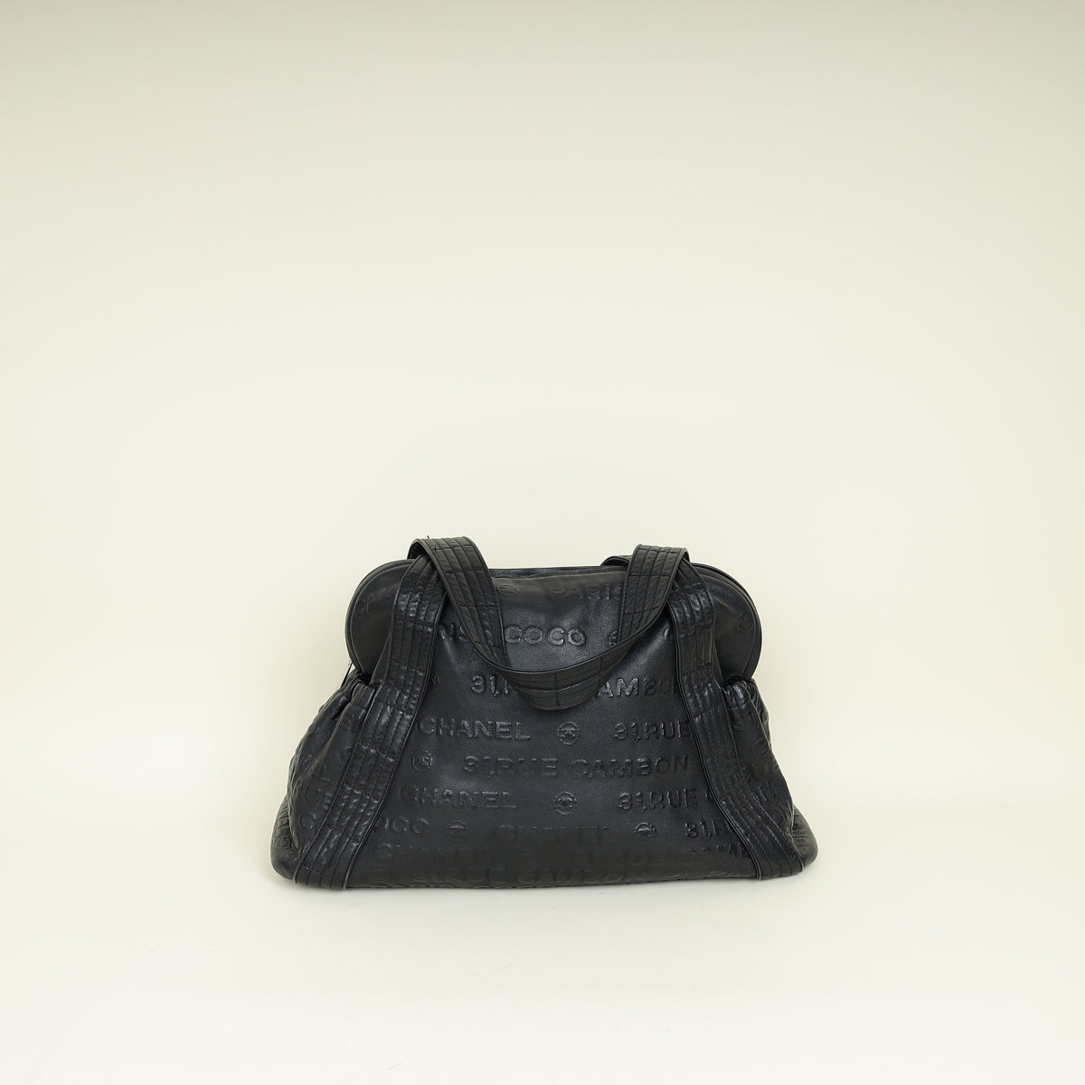 Chanel Black Rue Cambon Embossed Unlimited Bowling Bag