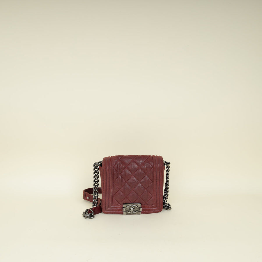 Chanel Burgundy Square Le Boy Shoulder Bag