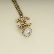 Chanel White CC w/Pearl Pendant Necklace