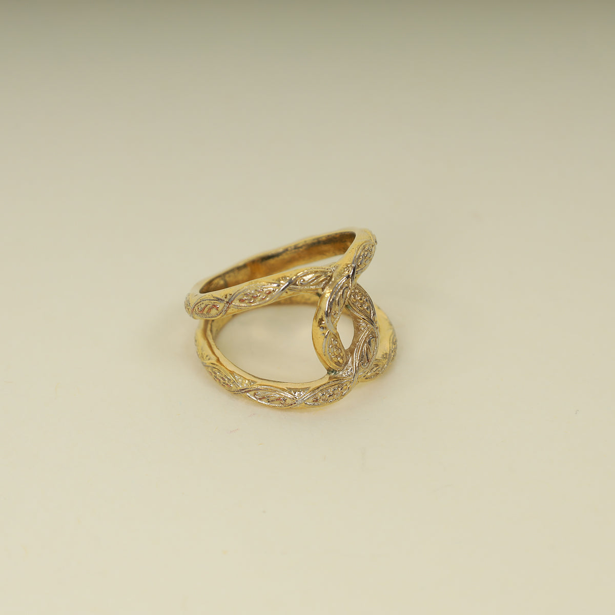 Chanel Gold Tone CC Coco Mark Ring 52