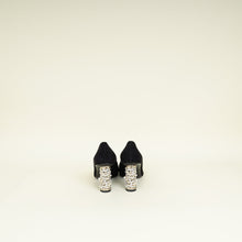 Chanel Black CC Cap Toe Crystal Pearl Heel Pump 37