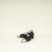 Chanel Black CC Metal Cap Toe Slingback 37.5