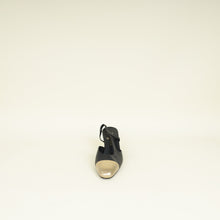 Chanel Black CC Metal Cap Toe Slingback 37.5