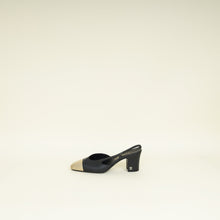 Chanel Black CC Metal Cap Toe Slingback 37.5