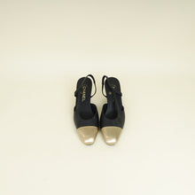 Chanel Black CC Metal Cap Toe Slingback 37.5