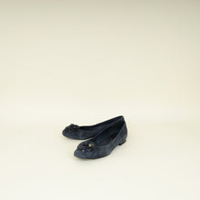 Chanel Black CC Camellia Flower Flat Ballerina 37.5