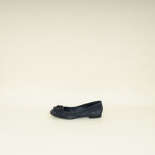 Chanel Black CC Camellia Flower Flat Ballerina 37.5