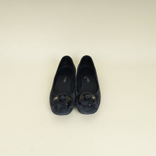 Chanel Black CC Camellia Flower Flat Ballerina 37.5