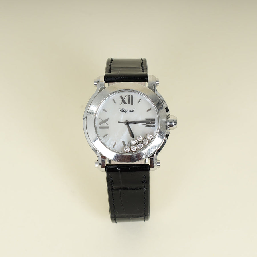 Chopard Stainless Steel Diamond MOP Montre Happy Sport Quartz 36mm Watch