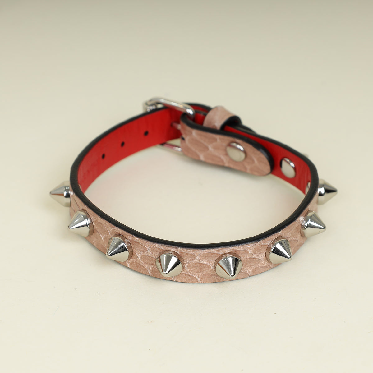 Christian Louboutin Nude Rockstud Python Bracelet