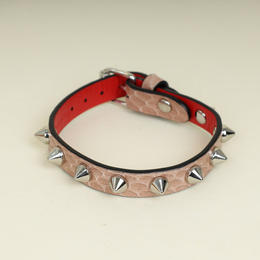 Christian Louboutin Nude Rockstud Python Bracelet
