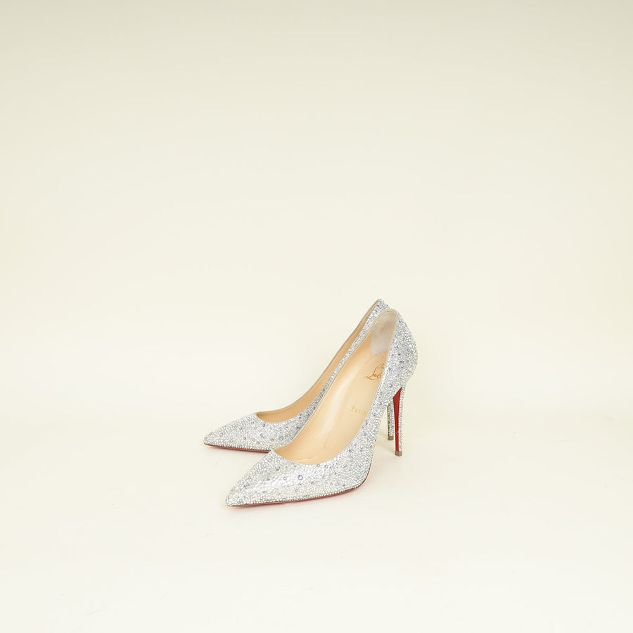 Christian Louboutin Silver Miss Z Strass 100 Pumps 39