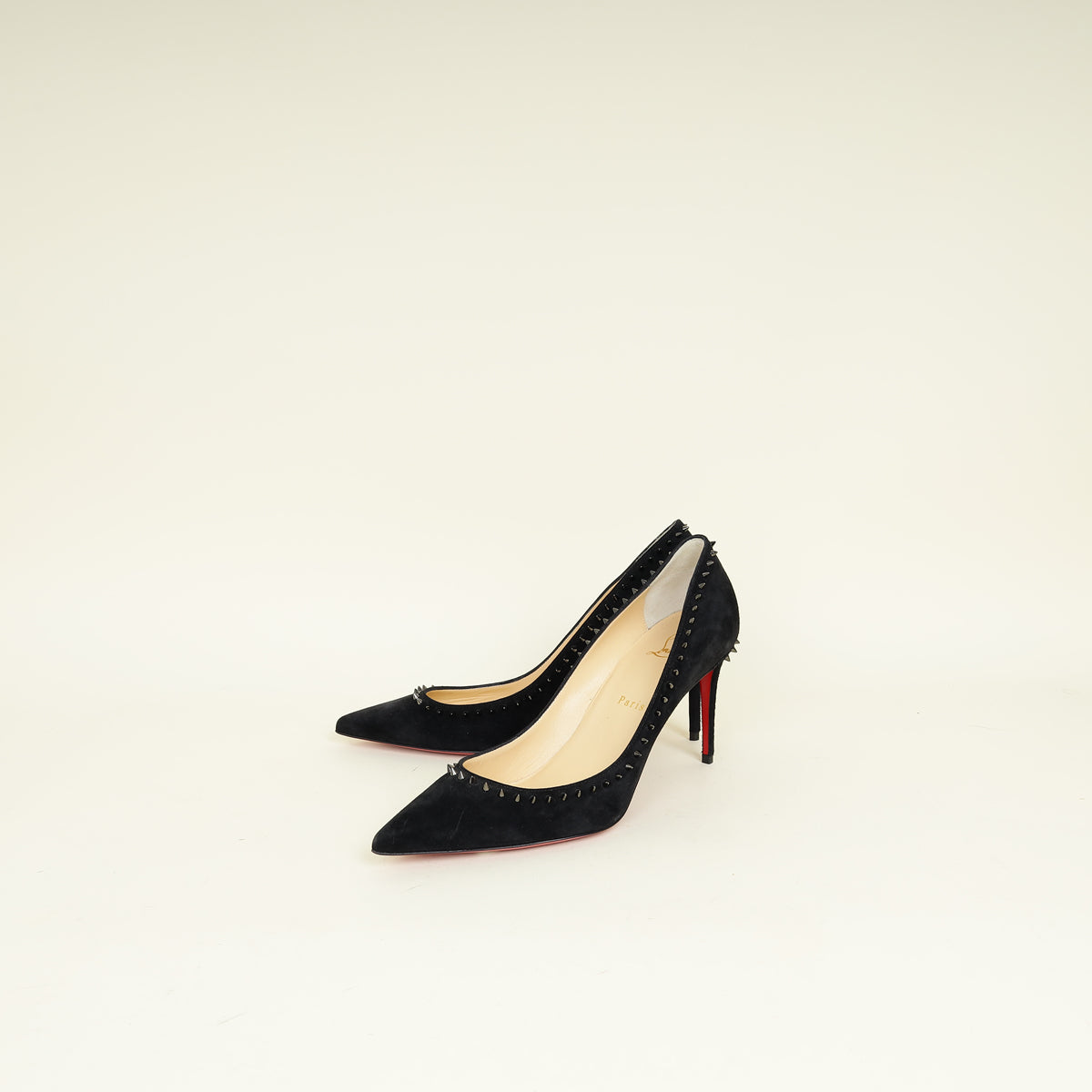 Christian Louboutin Black Studded Anjalina 85 Pumps 39