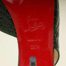 Christian Louboutin Dark Green Croco Embossed Jenlove Alta 120 Pumps 39.5