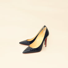 Christian Louboutin Navy Blue Croco-Embossed Kate 110mm Pump 38