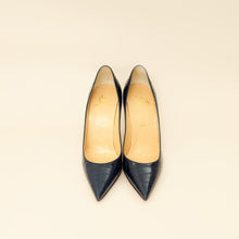 Christian Louboutin Navy Blue Croco-Embossed Kate 110mm Pump 38
