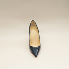 Christian Louboutin Navy Blue Croco-Embossed Kate 110mm Pump 38