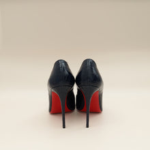 Christian Louboutin Navy Blue Croco-Embossed Kate 110mm Pump 38