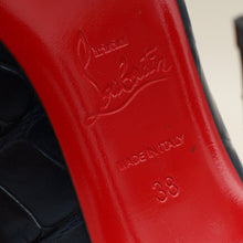 Christian Louboutin Navy Blue Croco-Embossed Kate 110mm Pump 38