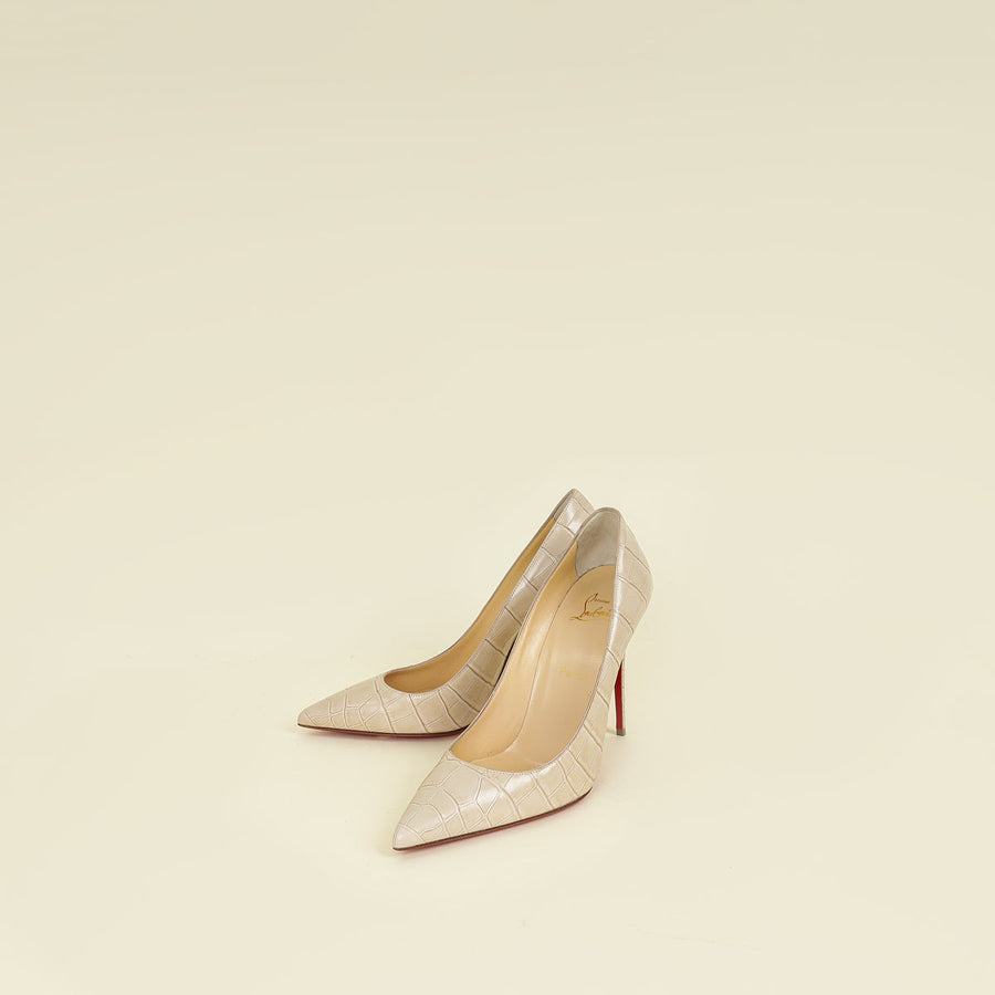 Christian Louboutin Beige Kate Croco Embossed Pump 39