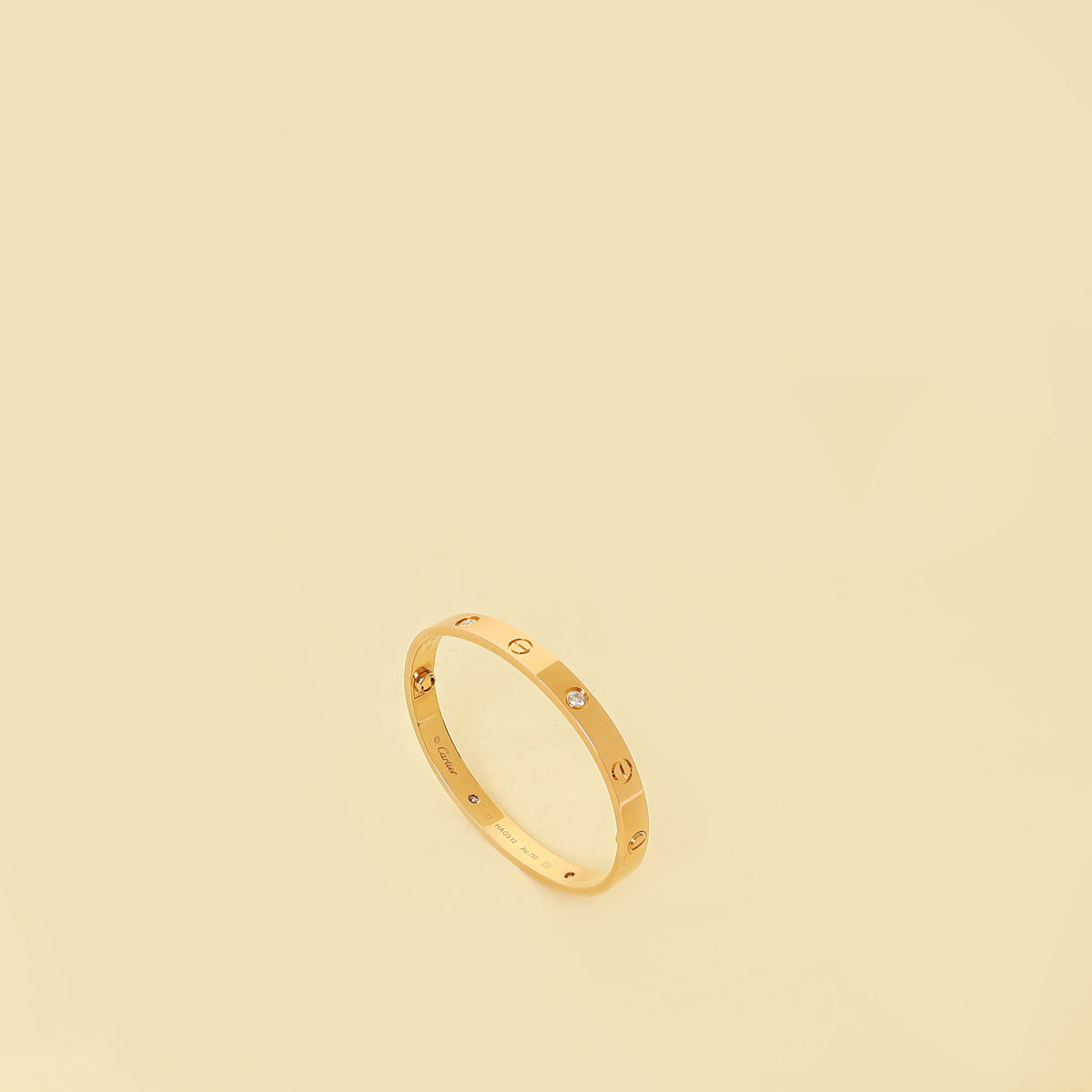 Cartier 18K Rose Gold Love Classic Model 4 Diamond Bracelet 17