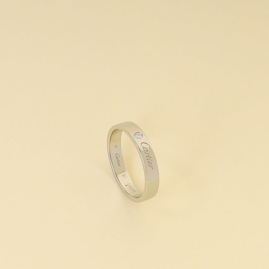 Cartier Platinum Diamond C de Cartier Wedding Band Ring 61