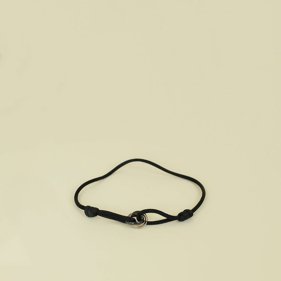Cartier 18K Trinity White Gold Black Ceramic Cord Bracelet