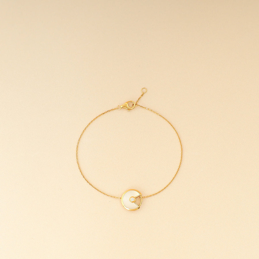 Cartier 18K Yellow Gold Amulette De Cartier XS MOP Diamond Bracelet