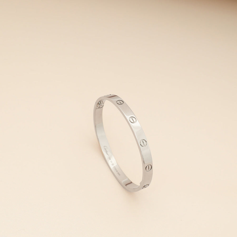 Cartier 18K White Gold Love Classic Model Bracelet 17