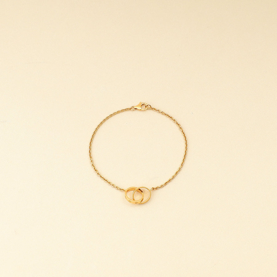 Cartier 18K Yellow Gold Love Hoop On Chain Bracelet 17