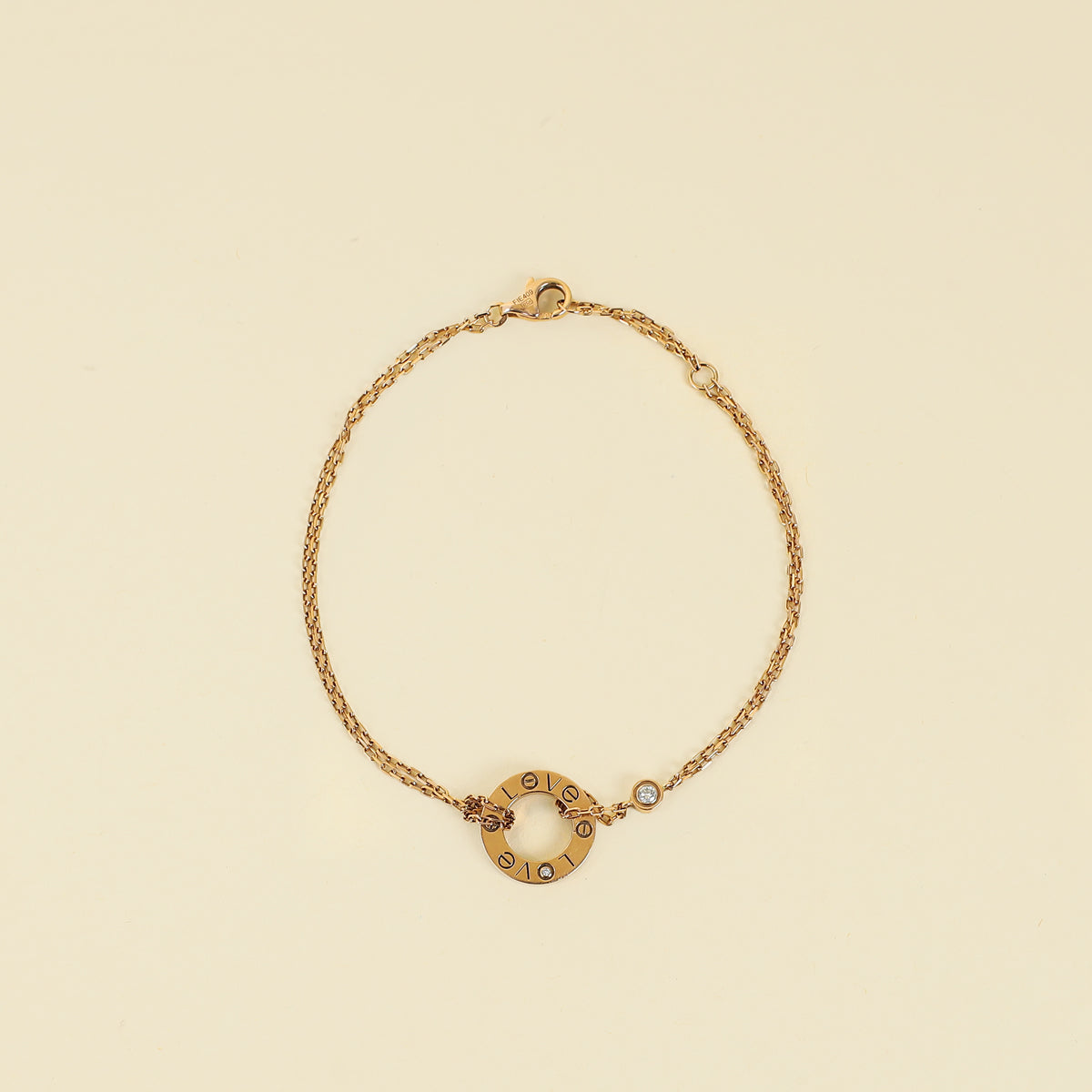 Cartier 18K Rose Gold Diamond Love Double Chain Bracelet