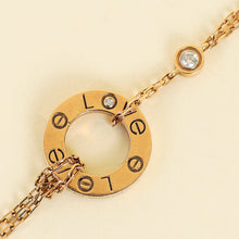 Cartier 18K Rose Gold Diamond Love Double Chain Bracelet