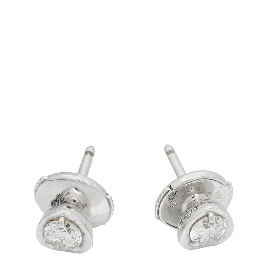 Cartier  18K White Gold Diamond Diamants Legers de Cartier Heart Motif Earrings