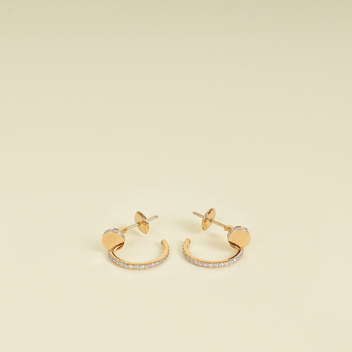 Cartier 18K Pink Gold Diamond Juste Un Clou Hoop Earrings Small Model
