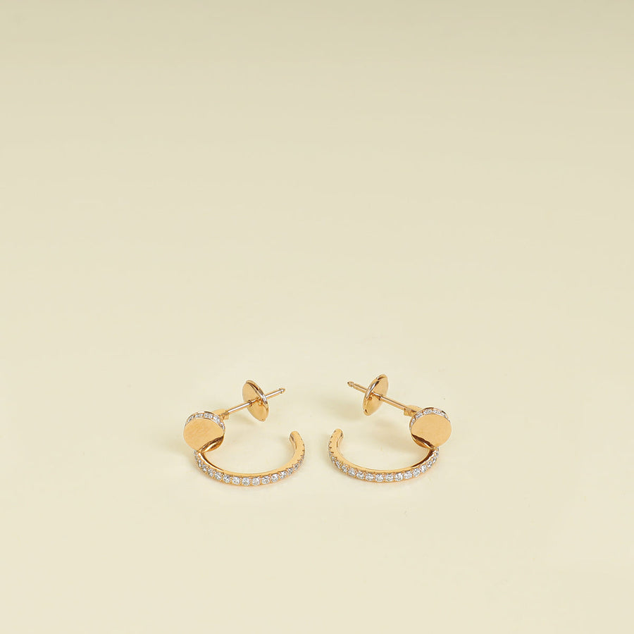 Cartier 18K Pink Gold Diamond Juste Un Clou Hoop Earrings Small Model
