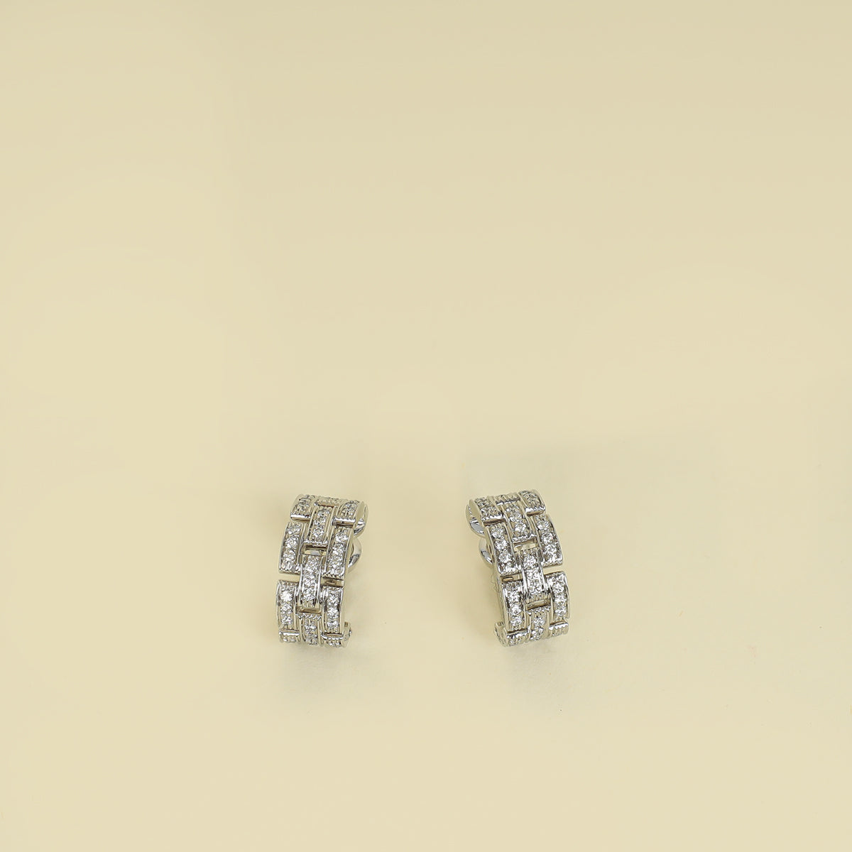 Cartier 18K White Gold Maillon Panthère Paved Diamond Earrings