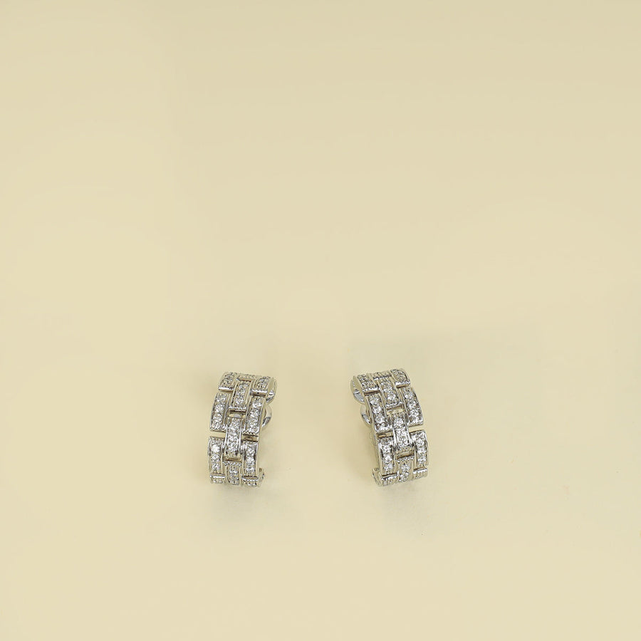 Cartier 18K White Gold Maillon Panthère Paved Diamond Earrings