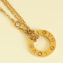Cartier 18K Rose Gold Love Double Chain 2 Diamond Necklace
