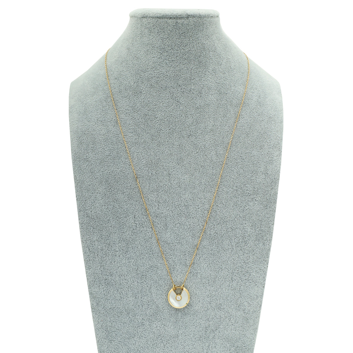 Cartier 18K Yellow Gold Diamond MOP Amulette de Cartier Small Model Necklace