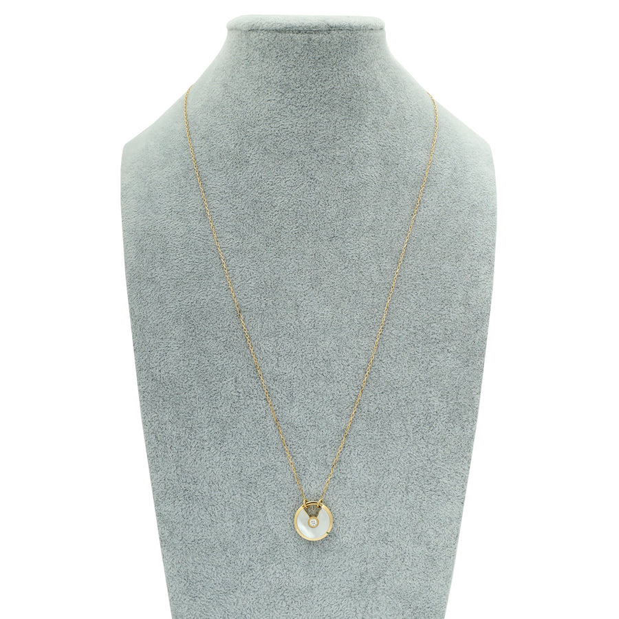 Cartier 18K Yellow Gold Diamond MOP Amulette de Cartier Small Model Necklace