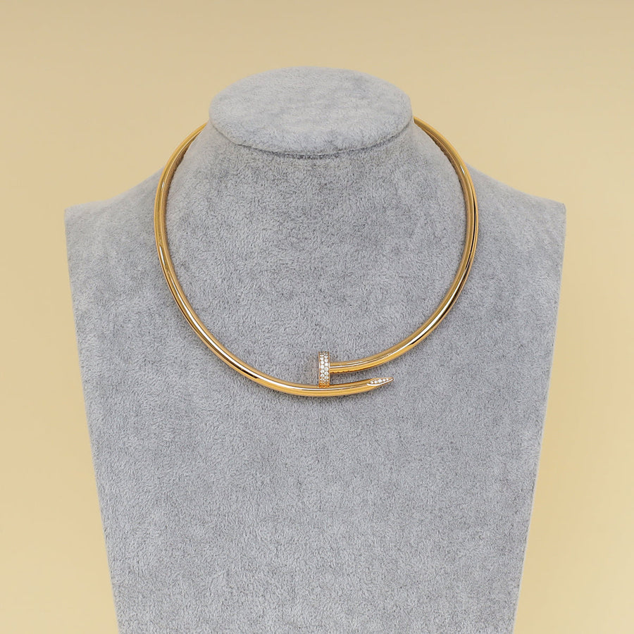 Cartier 18K Rose Gold Diamond Classic Model Juste un Clou Torque Necklace