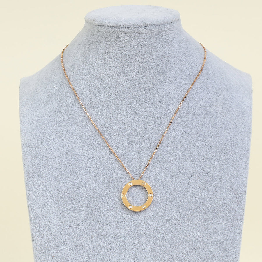 Cartier 18K Rose Gold Diamond Love Pendant Necklace