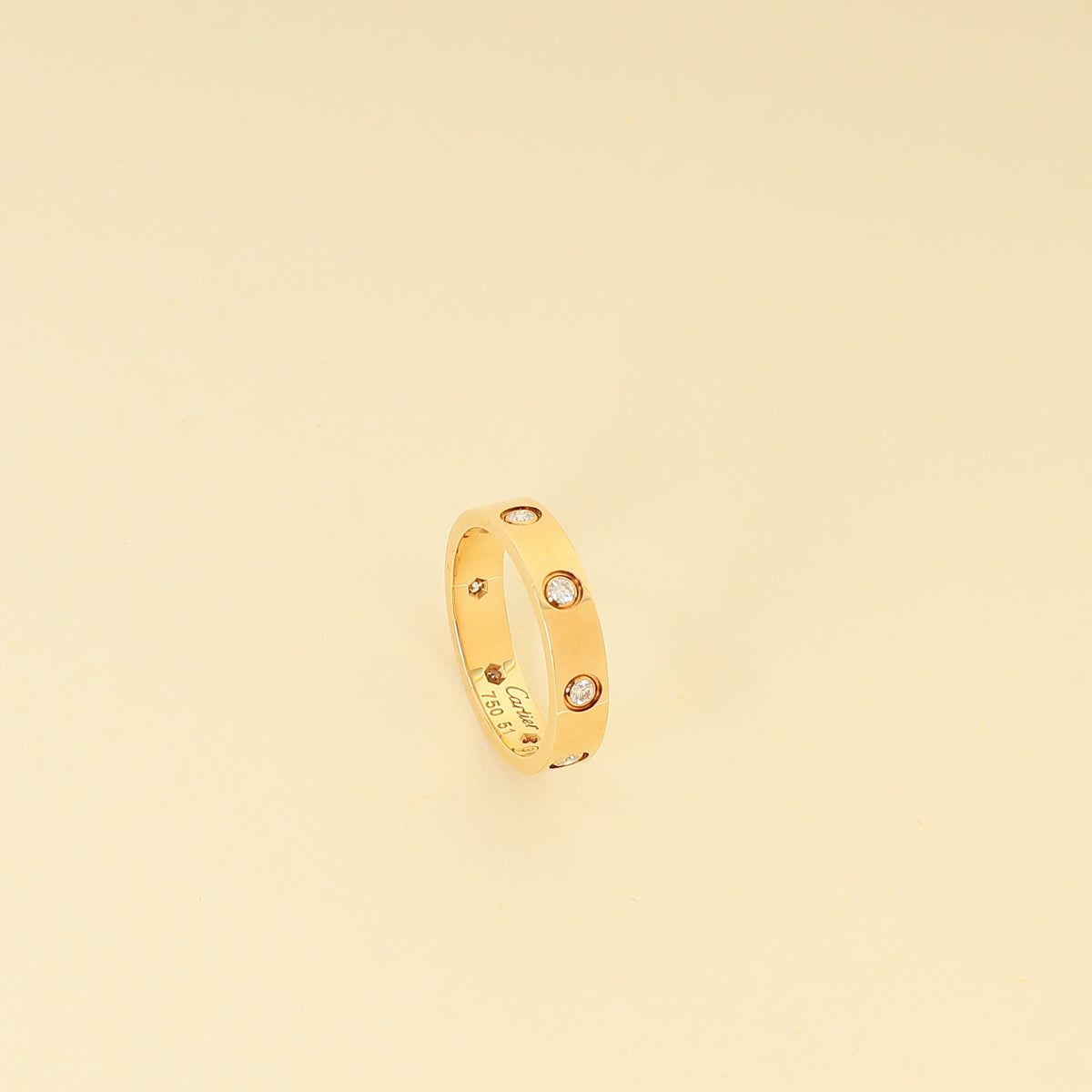 Cartier 18K Yellow Gold Love 8 Diamond Small Model Ring 51