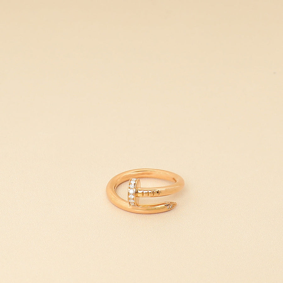 Cartier 18K Rose Gold Diamond Juste Un Clou Ring, Classic Model 52