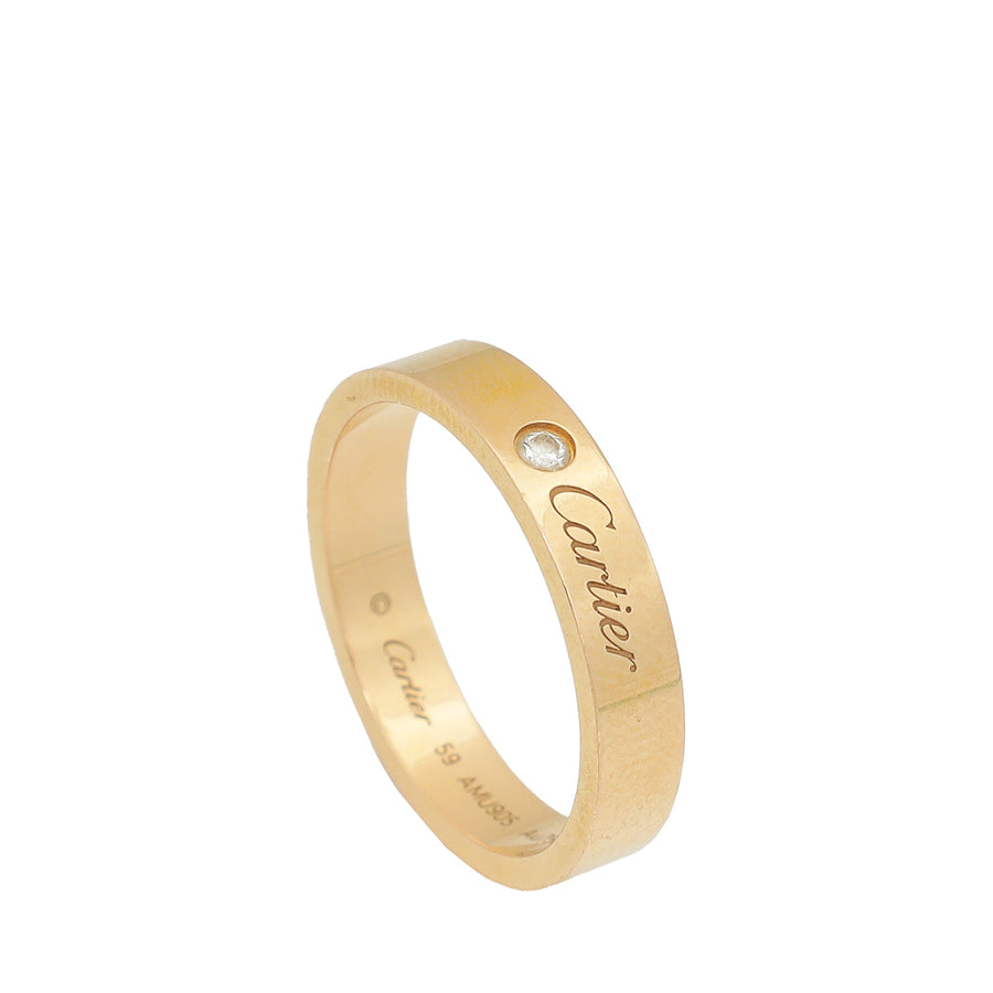 Cartier 18K Pink Gold Diamond C De Cartier Wedding Band Ring 59
