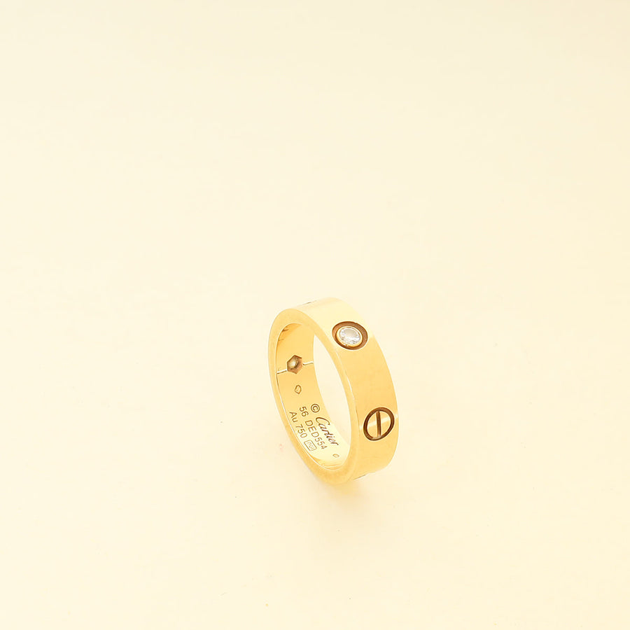 Cartier 18K Yellow Gold Love 3 Diamond Ring 56