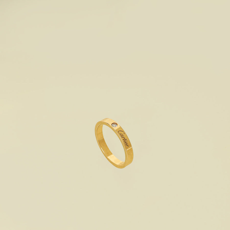 Cartier 18K Rose Gold Diamond C de Cartier Wedding Band 57