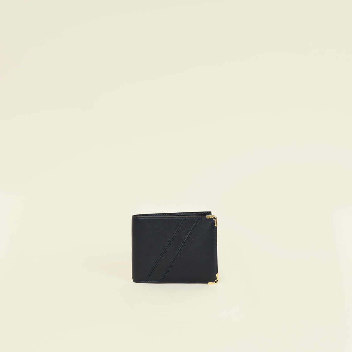 Cartier Navy Diagonal Stitched Wallet